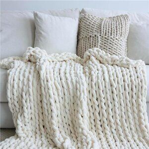 Chenille Chunky Knit Blanket Throw 40x50 Handmade Soft Cozy Warm Fleece Blanket